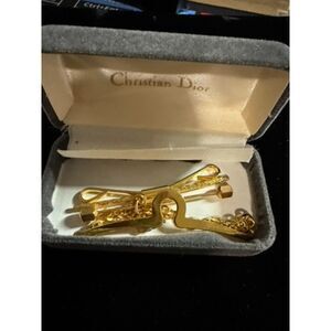 Vintage Christian Dior 3 pc gold toned metal tie tack set